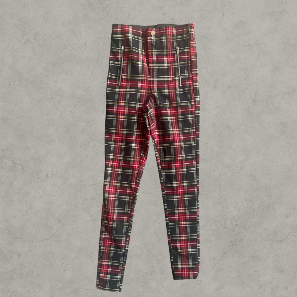 ZARA elastic leggings plaid Size XS